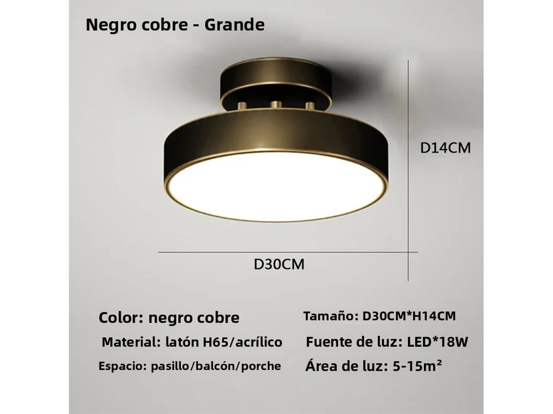 Luminária De Teto Redonda Nórdica Dourada/preta (branco Quente/preto, 30 Cm) Com Fonte De Luz Led.