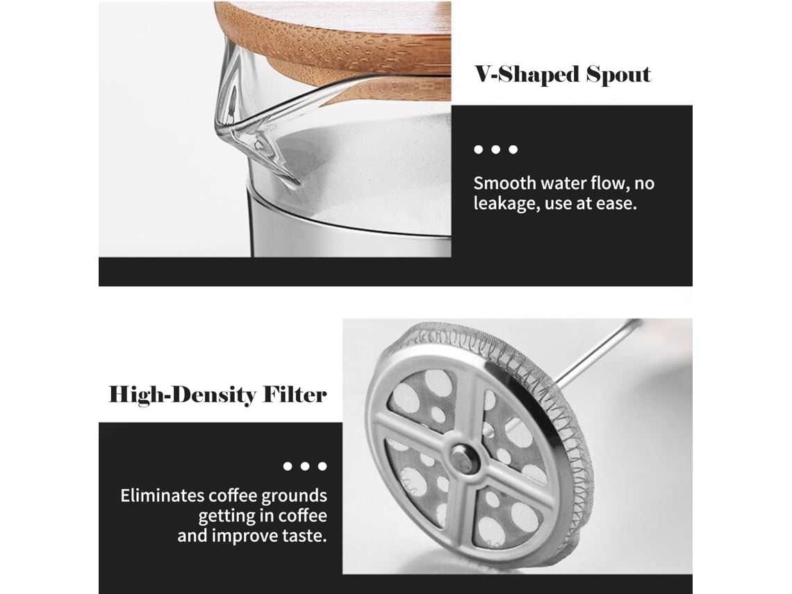 Prensa Francesa de Café 20oz Vidro Borossilicato com Filtro de Alta Densidade com Primerox
