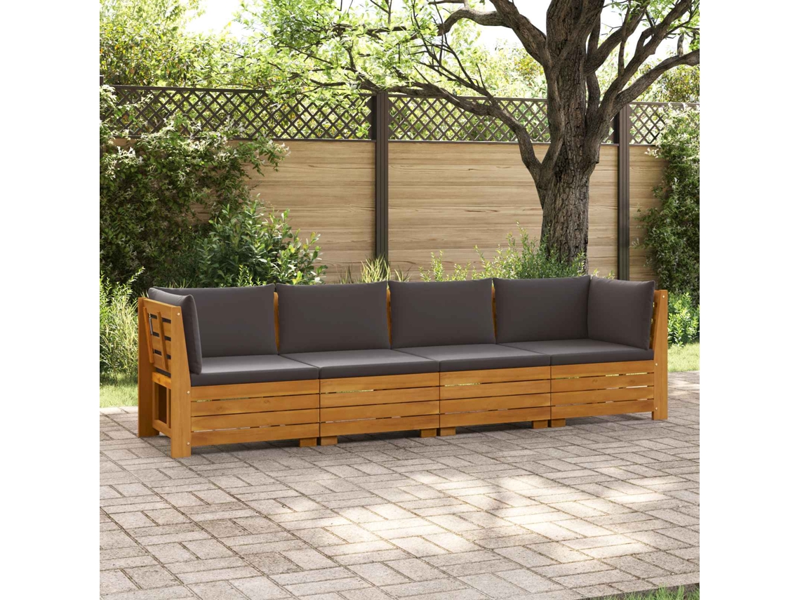Vidaxl 4 Unid. Conjunto De Sofás Para Exterior Castanho