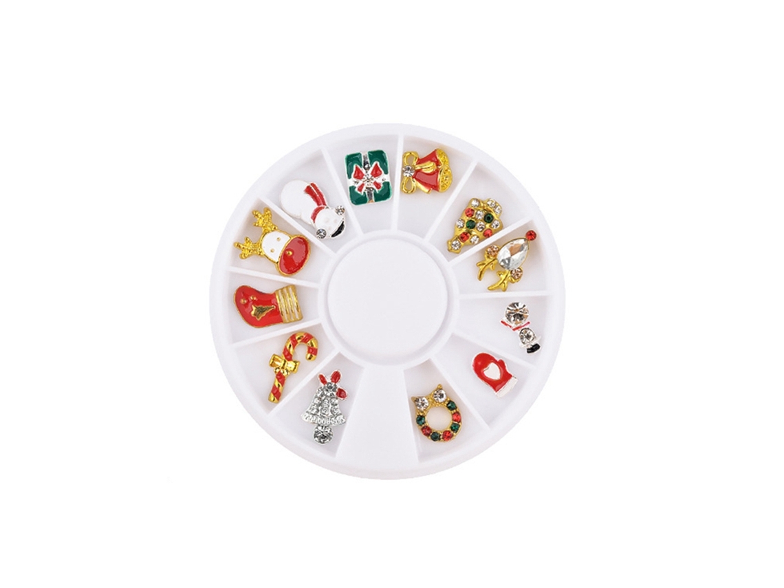12grids/conjunto Decoración De Navidad Colorida Diy Charm Disc Para Uñas 01