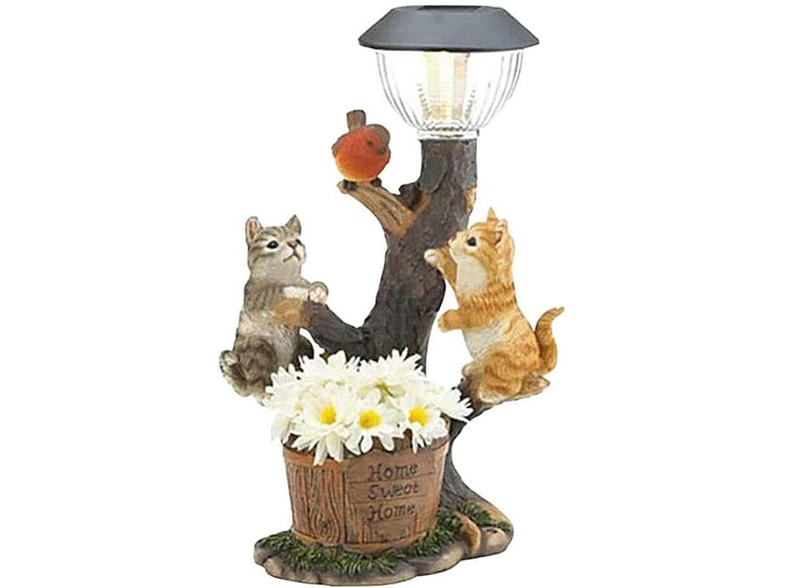 Nova Line lâmpada Solar de Resina com Escultura de Animal Coelho Gato para Jardim Ip65