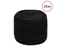 Vidaxl Corda De Trabalho 6 Mm 25 M Poliéster Preto