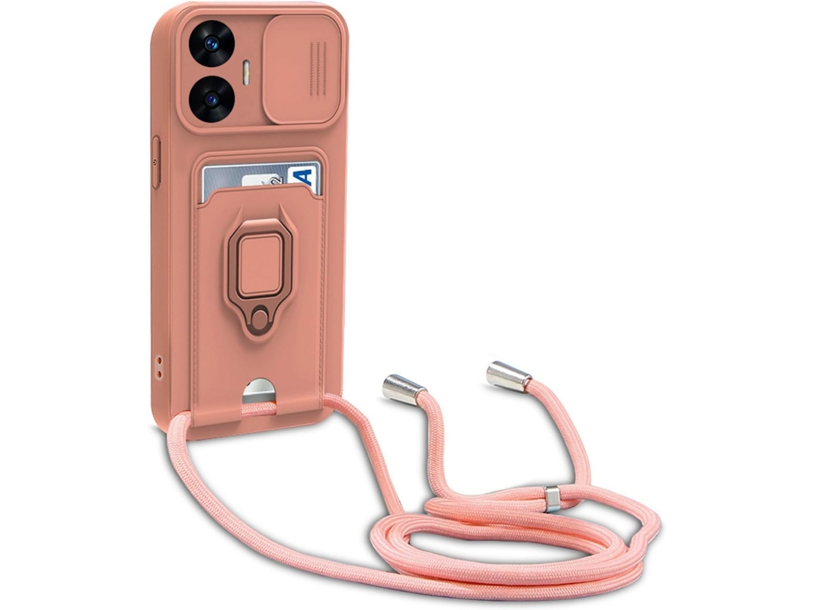 Correia Colar Proteção Câmera para Oppo Realme C55 HONGWE. Silicone Rosa