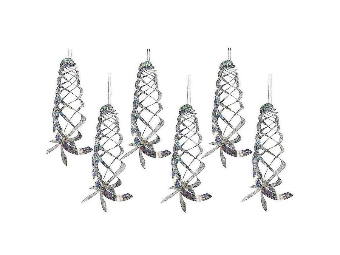 Refletor Espiral Repelente de Aves 6 Pack Giratórios de Mylar Prateado para Jardim e Horta