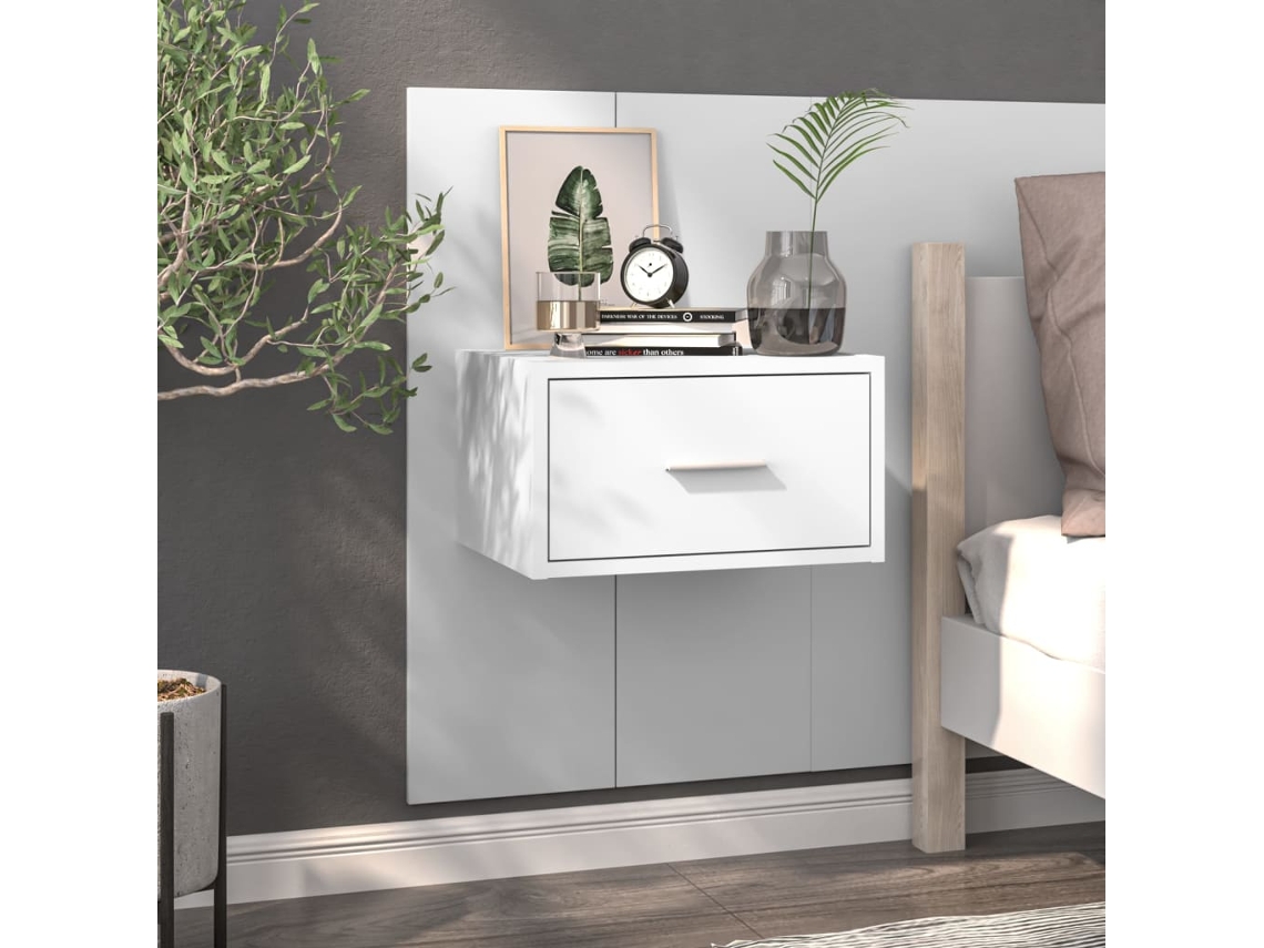 Vidaxl Mesa De Cabeceira Montagem Na Parede Branco