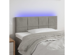 Vidaxl Cabeceira De Cama C/ Luzes Led Veludo 80x5x78/88 Cm Cinza-claro