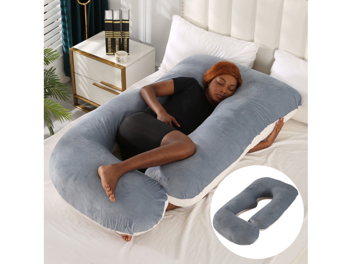 Almofada para Grávidas, Almofada de Amamentação, Alivia as Dores da Gravidez, Item Essencial para Gestantes SPQMENT (65x90x175cm cinza e Branco)