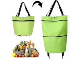 Carrinho de Compras Dobrável 2 em 1 com Zíper de Dois Estágios, Rodas e Sacola de Compras GOKOCO (1 Unidade)