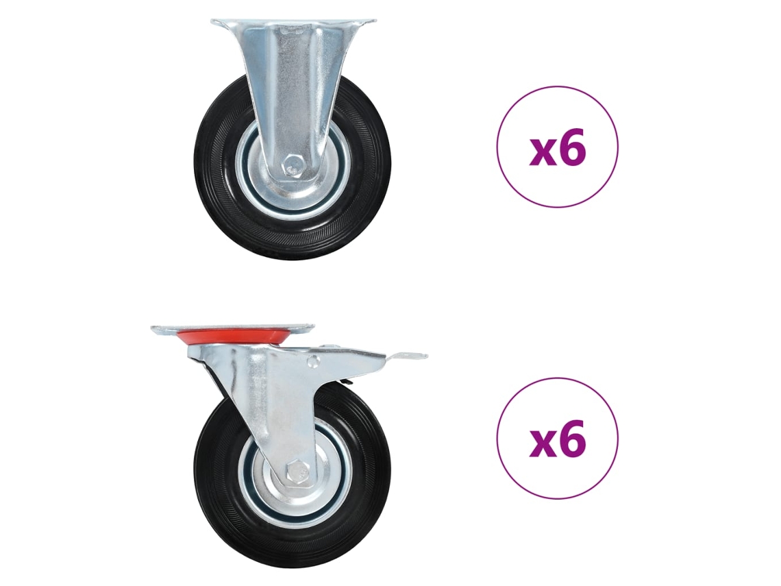 Vidaxl 12 Pcs Rodas 125 Mm