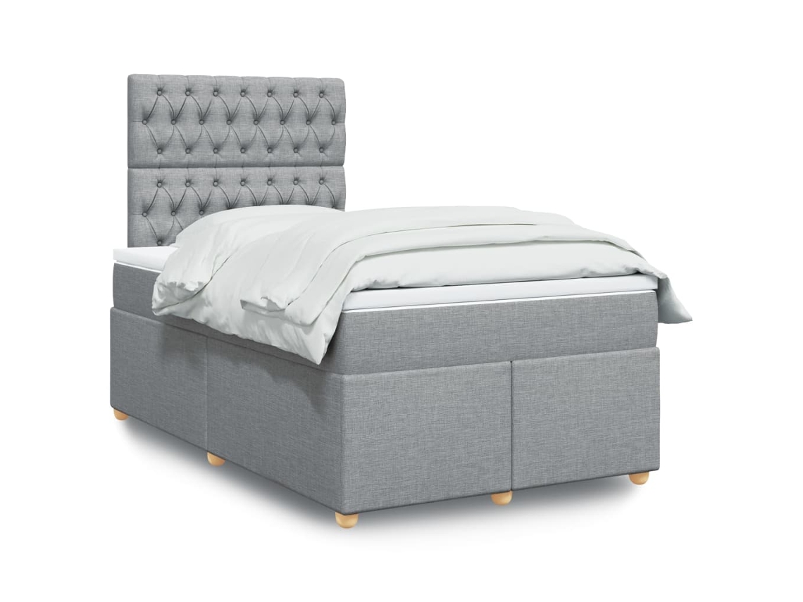 Vidaxl Cama Boxspring Com Colchão 120x190 Cm Tecido Cinzento-claro