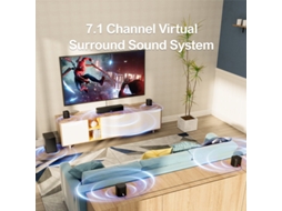 A Barra De Som Ultimea Aura A40 330w 7.1 canais de Som Bluetooth 8 Colunas De Alto Desempenho Tecnologia Bassmx Surroundx 121 Matrizes De Equalização Prede