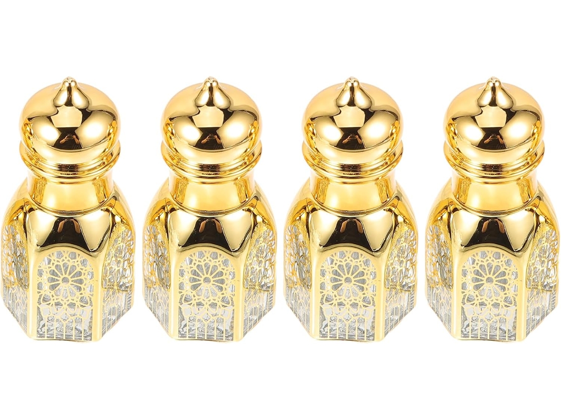 Conjunto De 4 Frascos De Perfume De Vidro Com Aplicador Roll-on E Ponta