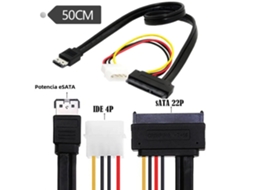 Cabo Adaptador Esata Power Esata Combo De 50 Cm Para Sata 22 Pinos E Ide 4 Pinos 5 V 12 V Para Disco Rígido De 3,5 E 2,5 De 0,5 M Vayotoy