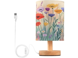Abajur De Cabeceira Colorido Em Formato Papoula, Com Carregamento Portas Usb C, Luminária De Mesa Cabeceira