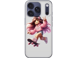 Capa Para Celular Compatível Com Apple Iphone 17 Pro. Figura Fofa E Moderna Em Um Skate, Com Roupa Rosa, Cabelo Comprido E Energia Contagiante, Perfei