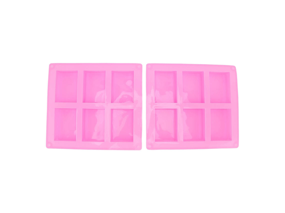 2pcs Molde De Silicone 6 Grades Resistente Ao Calor Flexível Reutilizável Molde De Silicone Para Fazer Sabonetes Bolos Muffins Rosa