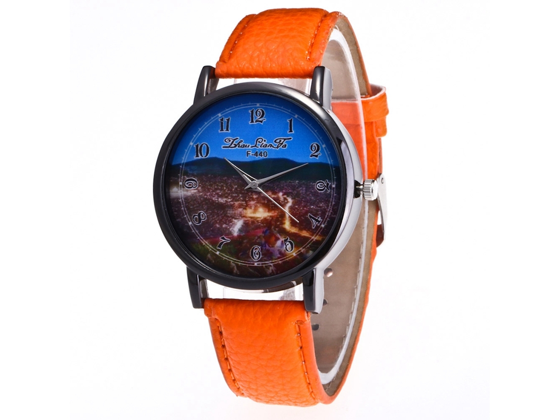 Relógio de quartzo unissex elegante e casual, ideal para presente (laranja)