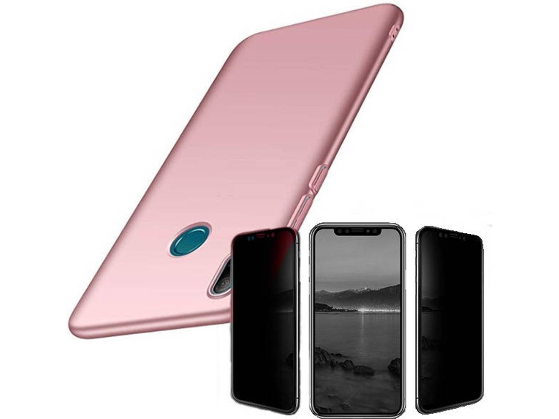 Kit Capa e Película 5D Anti-Spy Huawei P Smart 2019 SlimShield Rosa