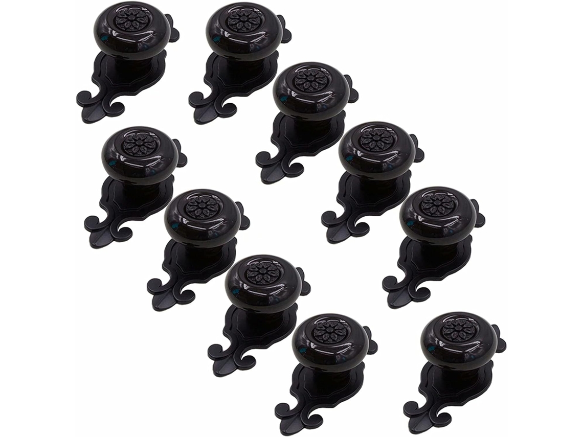 Conjunto De 10 Puxadores Cerâmica Preta Para Armários Diâmetro 32mm, Com Placa De Base Preta, Materiais De Ferragens