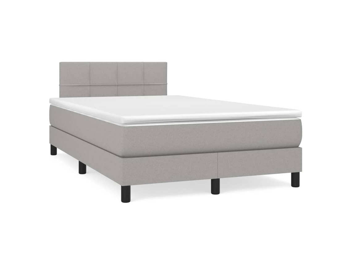 Vidaxl Cama Boxspring Com Colchão 120x190 Cm Tecido Cinzento-claro