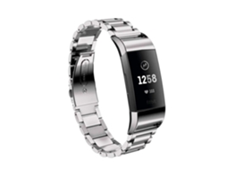 Pulseira de aço inoxidável sólido com fivela borboleta de 3 contas para Fitbit Charge 3, cor dourada Ly Ebike