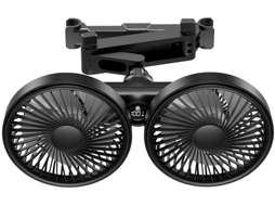 Ventilador De Carro Com Duas Cabeças, Ajustável Em 360°, Portátil, Para O Banco Traseiro, Com 3 Velocidades, Fluxo De Ar