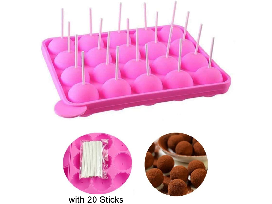 Forma Para Cake Pop Com 20 Cavidades, Assadeira De Silicone Antiaderente Para Pirulitos, Balas De Goma De Chocolate, Bandeja Flexível Para Fazer Cake