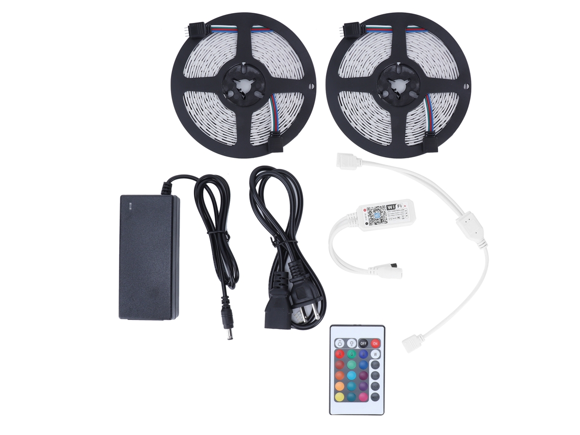 Fita de LED RGB 2026 de 10m com Wi-Fi, 600 LEDs, dimerizável, ideal para iluminação de quartos e ambientes internos.