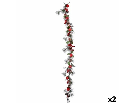 Grinalda de Natal Rama Frutos do bosque Vermelho Verde 34 x 19 x 183 cm (2 Unidades)