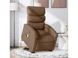 Vidaxl Poltrona Reclinável Massagens Tecido Castanho