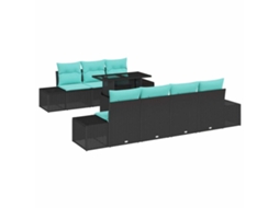 Maison Exclusive - Conjunto De Sofás 8 Unid. 7-número De Lugares Preto E Azul