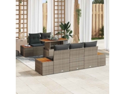 Vidaxl Conjunto De Sofá De Jardim 6 Unid. Cinza E Marrom