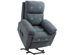 Poltrona Elevatória De Massagem, 8 Motores Vibratórios, Comando Incluído, Poltrona Confortável Para Casa, Cinza