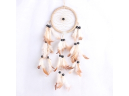 Dreamcatcher Artesanal - Com Contas E Penas - Ornamento Pendente - Decoração Casa E Carro - 11x45 Cm - Branco