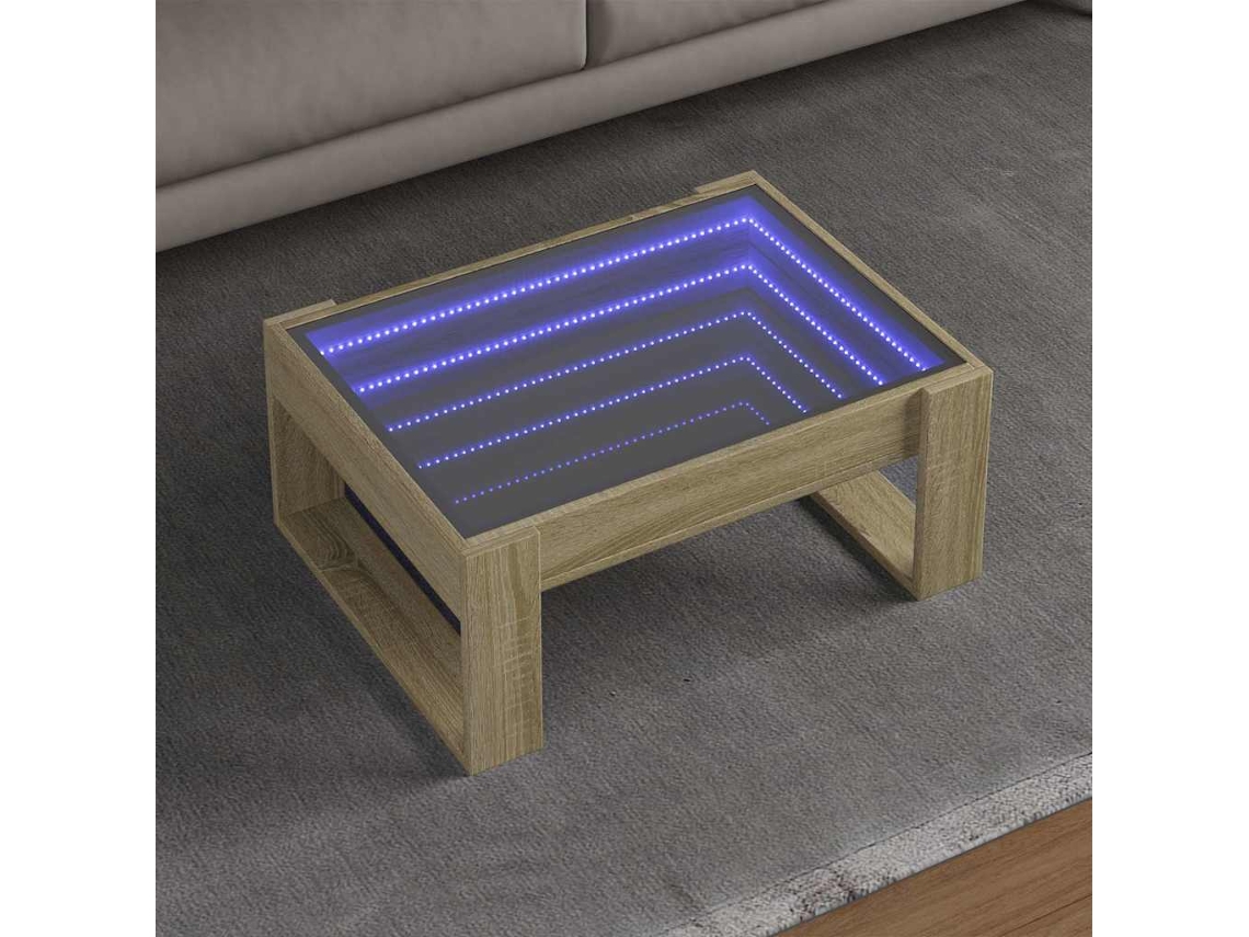 Vidaxl Mesa De Centro Luzes Led Infinity 70x53x30 Cm Carvalho Sonoma