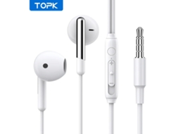 Fone De Ouvido Intra Auricular Topk Com Controle De Volume E Microfone Com Conector De 3,5 Mm Universal Para Iphone E Android Vayotoy