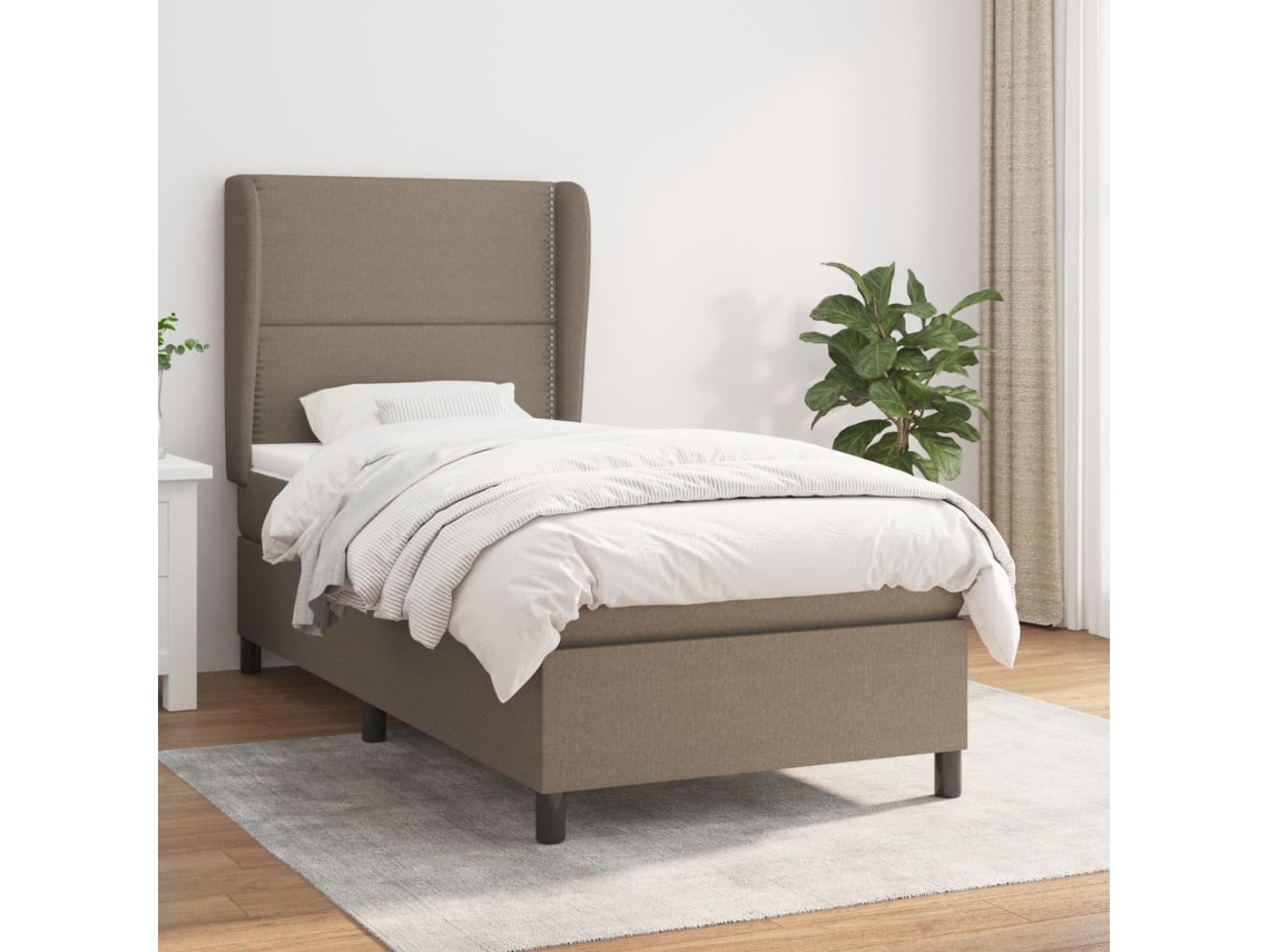 Vidaxl Cama Com Molas/colchão 90x190 Cm Tecido Castanho-acinzentado