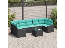 Vidaxl Conjunto De Sofás 8 Unid. 7-número De Lugares Preto E Turquesa
