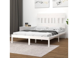 Vidaxl Estrutura De Cama 140x190 Cm Madeira Maciça Branco