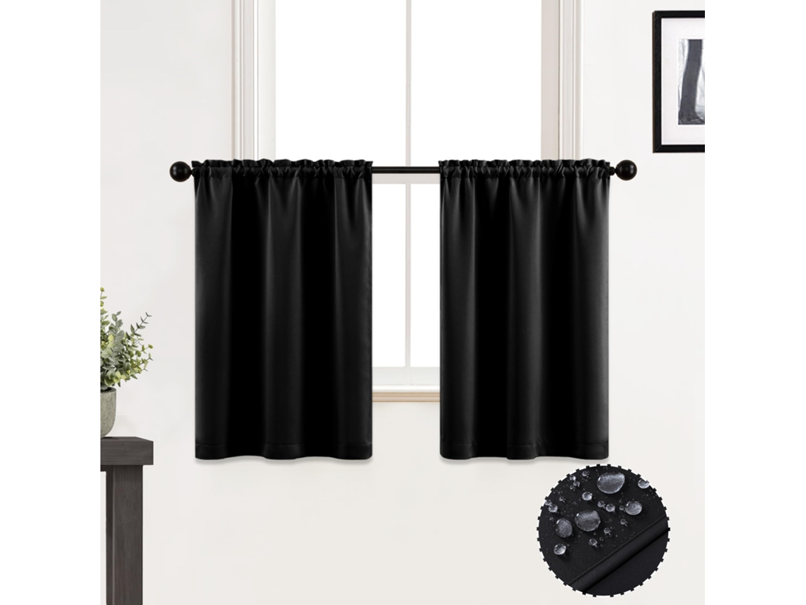 Cortinas Para Janela De Cozinha De 61 Cm Impermeáveis E Bloqueadores De Luz Para Caravanas,reboques Acessórios De Interior Preto Btforus