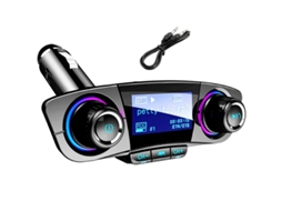 Carregador Mãos-Livres Bluetooth para Automóvel com Leitor de Mp3 Transmissão Fm e Saída Usb Dupla YIZHOOD Preto