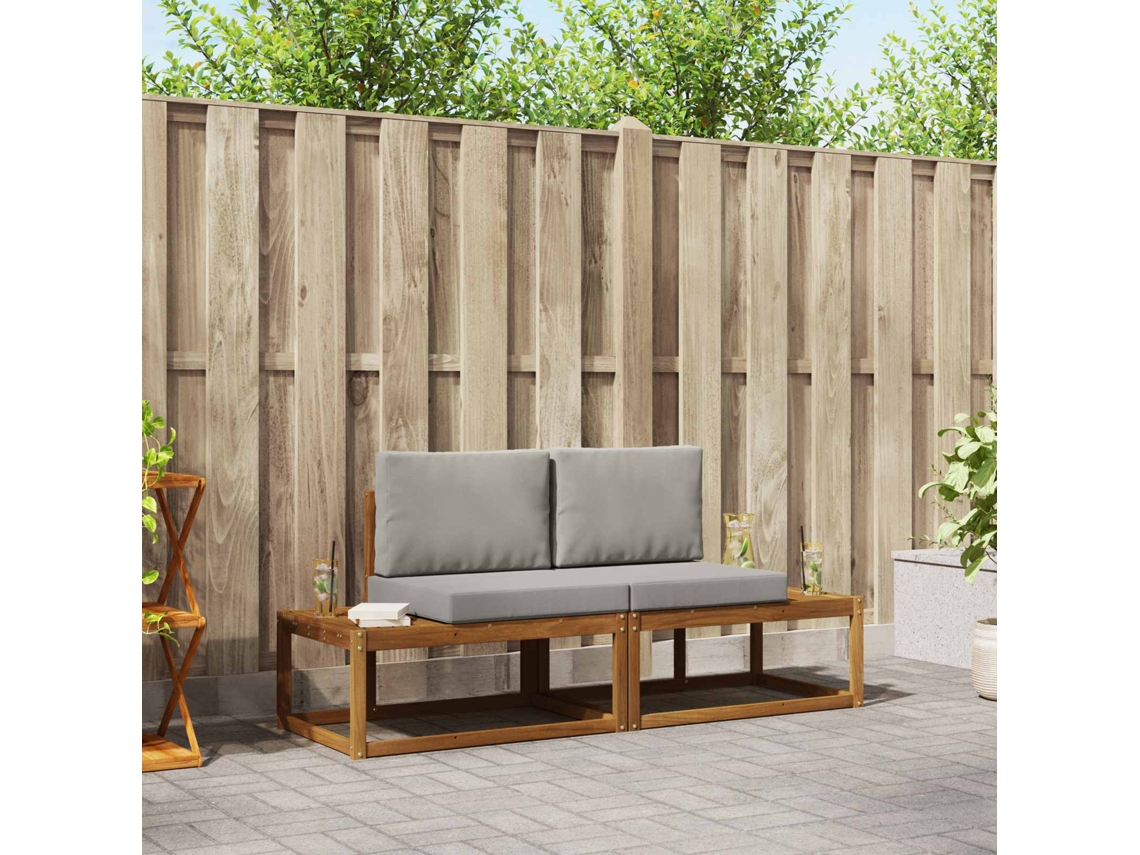 Vidaxl Conjunto De Sofás Para Exterior Com Almofada 2 Pcs Natural