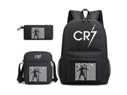 Mochila Cristiano Ronaldo Juvenil, Bolsa Escolar Para Estudantes, Conjunto Com Três Peças Pretas Slowmoose