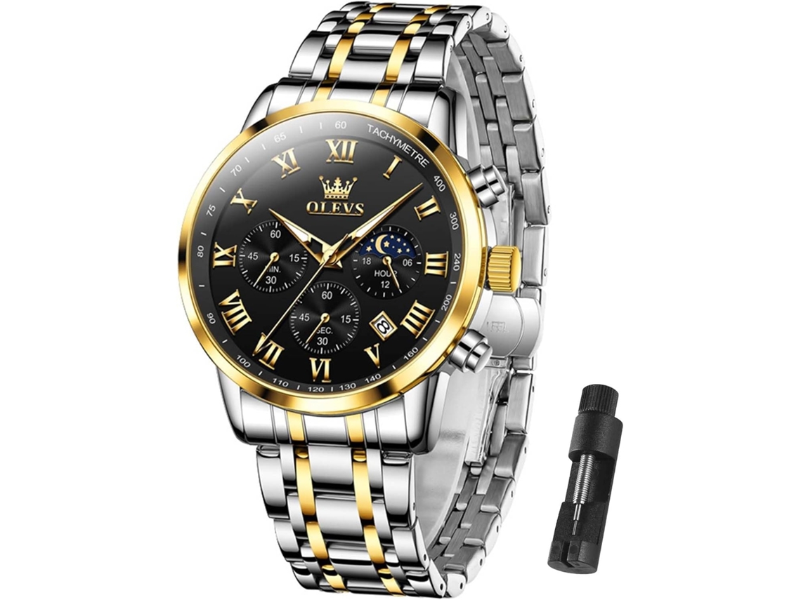 Lurelia Relógio Cronógrafo Masculino, Data/calendário, Luminoso, 41 Mm, 11 Mm, 7,8 Polegadas, Aço Inoxidável, Vidro Mineral, Resistente À Água