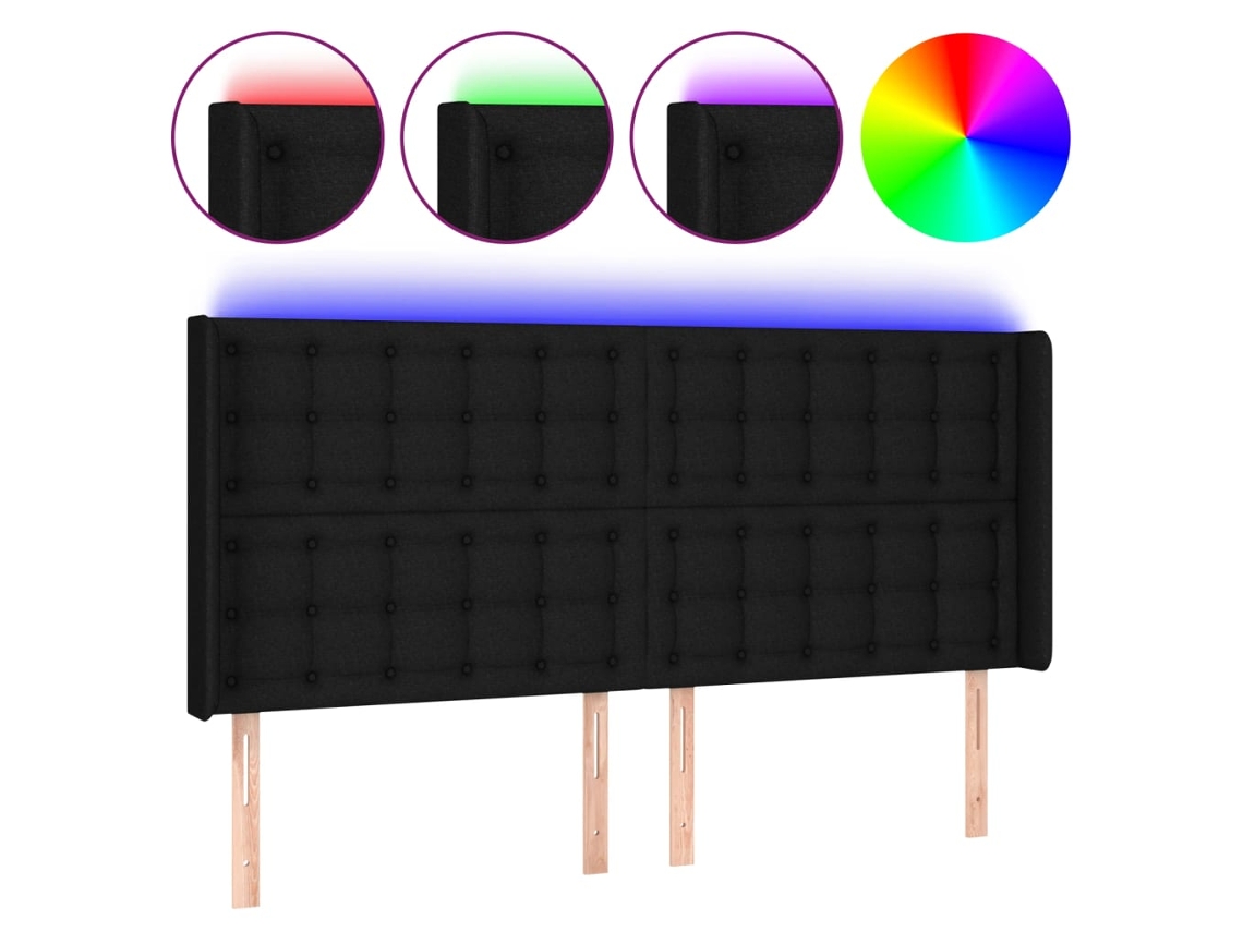 Led Headboard, Led Headboards Vidaxl Preto Tecido (183 X 16 X 118/128 Cm)