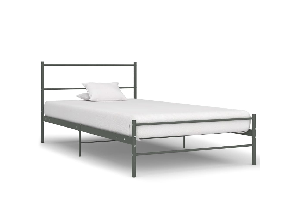 Vidaxl Estrutura De Cama 100x200 Cm Metal Cinzento