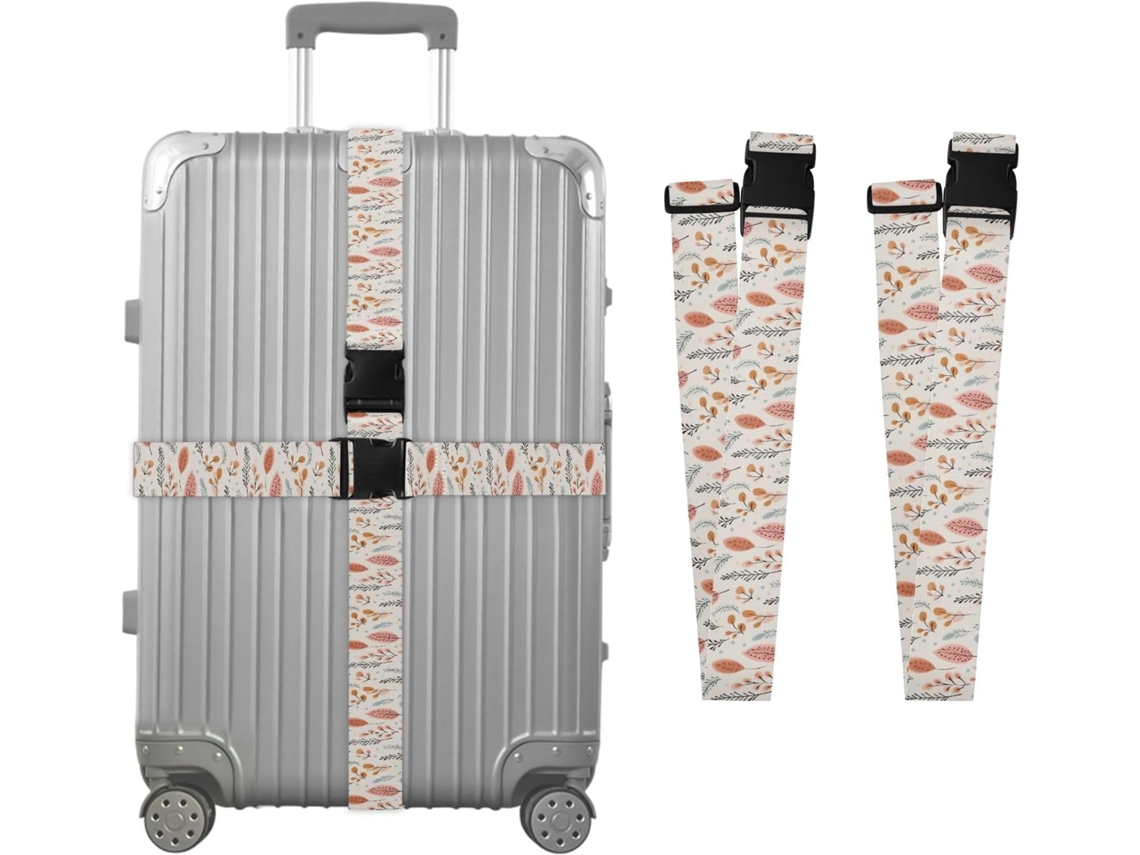 Conjunto De 2 Cintas Bagagem Sem Costura Com Estampa Folhas Para Malas, Cintas De Viagem, Acessórios Para Cintos