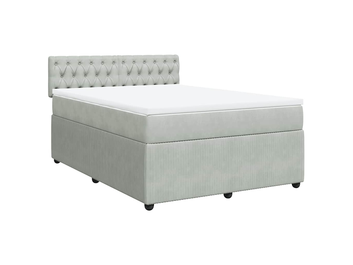 Cama com Molas e Colchão Veludo Cinzento Claro MAISON EXCLUSIVE (160x200 cm)