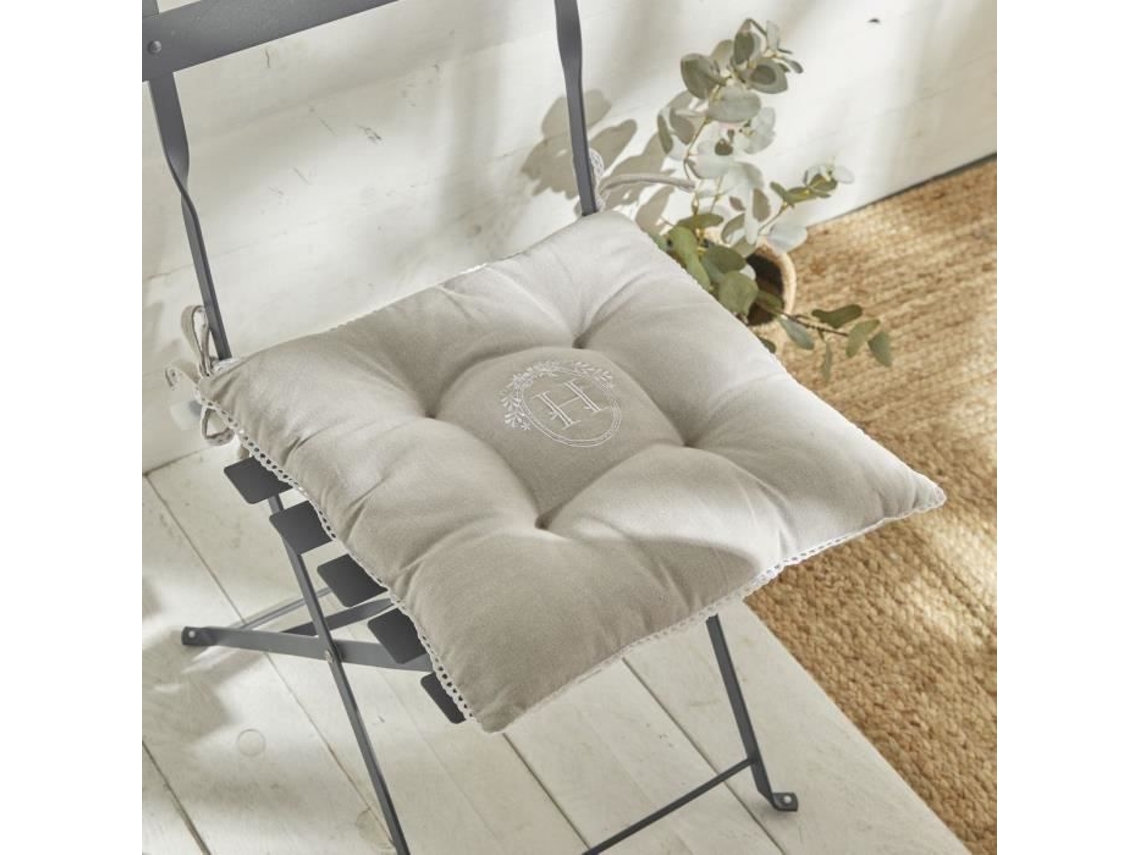 Assento Acolchoado - Hoje - Charme - Chambray X Pequena Bordado Berenice - 40 X 40 Cm