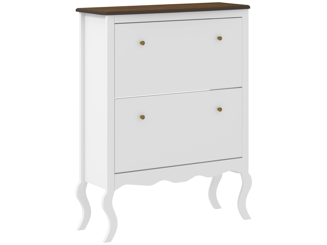 Sapateiro estreito com 2 gavetas e prateleiras ajustáveis para 16 pares BTFORUS, 84x29x109cm branco